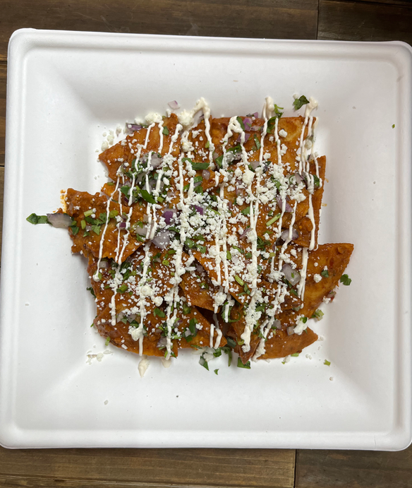 Chilaquiles in red salsa